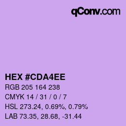 カラーコード: HEX #CDA4EE | qconv.com