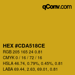 Farbcode: HEX #CDA518CE | qconv.com