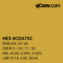 Color code: HEX #CDA73C | qconv.com