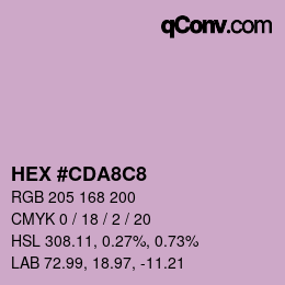 Color code: HEX #CDA8C8 | qconv.com