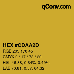 颜色代码: HEX #CDAA2D | qconv.com