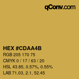 カラーコード: HEX #CDAA4B | qconv.com