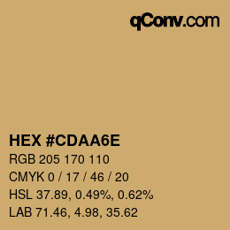 Color code: HEX #CDAA6E | qconv.com