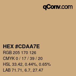 Farbcode: HEX #CDAA7E | qconv.com