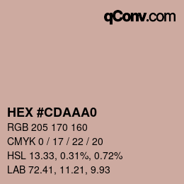 颜色代码: HEX #CDAAA0 | qconv.com