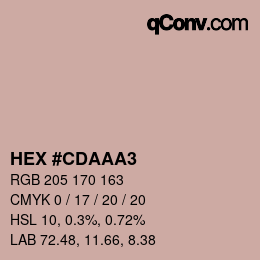 颜色代码: HEX #CDAAA3 | qconv.com