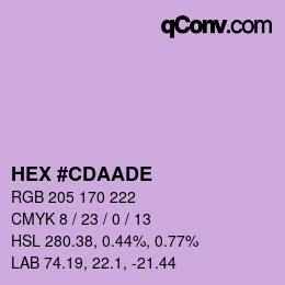 Color code: HEX #CDAADE | qconv.com