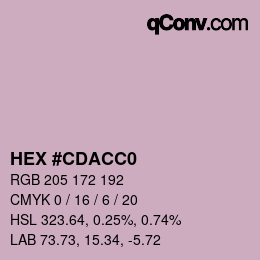 颜色代码: HEX #CDACC0 | qconv.com