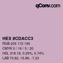 颜色代码: HEX #CDACC3 | qconv.com