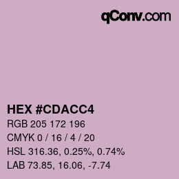 Color code: HEX #CDACC4 | qconv.com