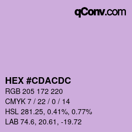 カラーコード: HEX #CDACDC | qconv.com