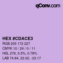 カラーコード: HEX #CDACE3 | qconv.com