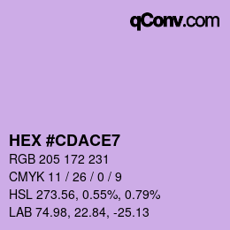 カラーコード: HEX #CDACE7 | qconv.com