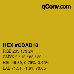 Color code: HEX #CDAD18 | qconv.com