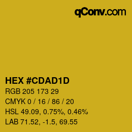 Farbcode: HEX #CDAD1D | qconv.com