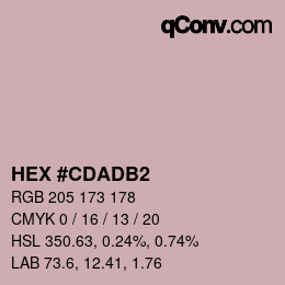 颜色代码: HEX #CDADB2 | qconv.com
