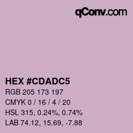 颜色代码: HEX #CDADC5 | qconv.com