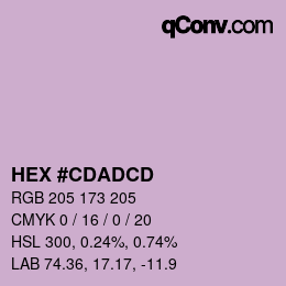 颜色代码: HEX #CDADCD | qconv.com