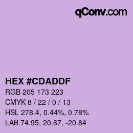 Color code: HEX #CDADDF | qconv.com