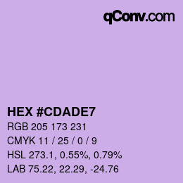 Color code: HEX #CDADE7 | qconv.com