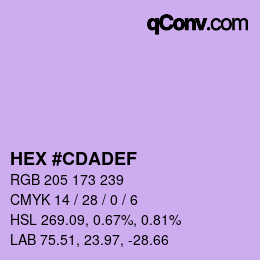 カラーコード: HEX #CDADEF | qconv.com