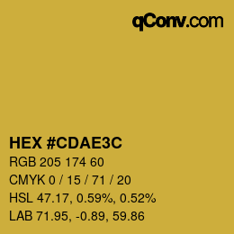 Color code: HEX #CDAE3C | qconv.com