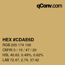 Color code: HEX #CDAE6D | qconv.com