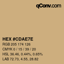 Color code: HEX #CDAE7E | qconv.com