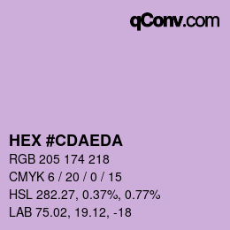 カラーコード: HEX #CDAEDA | qconv.com
