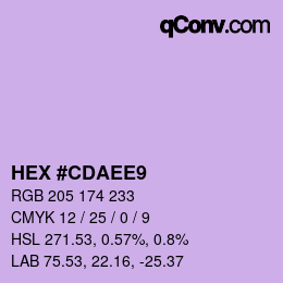 カラーコード: HEX #CDAEE9 | qconv.com