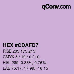 颜色代码: HEX #CDAFD7 | qconv.com