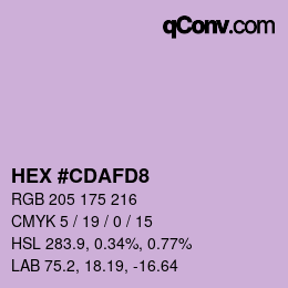 Color code: HEX #CDAFD8 | qconv.com