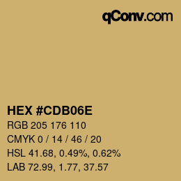 Color code: HEX #CDB06E | qconv.com
