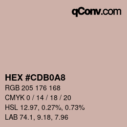 颜色代码: HEX #CDB0A8 | qconv.com