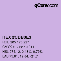 Color code: HEX #CDB0E3 | qconv.com