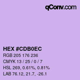Color code: HEX #CDB0EC | qconv.com