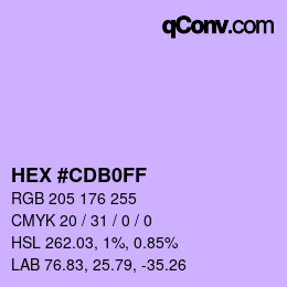 Color code: HEX #CDB0FF | qconv.com