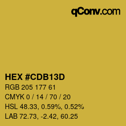 カラーコード: HEX #CDB13D | qconv.com