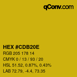Color code: HEX #CDB20E | qconv.com