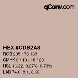 颜色代码: HEX #CDB2A8 | qconv.com
