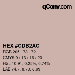 Color code: HEX #CDB2AC | qconv.com