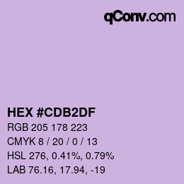 カラーコード: HEX #CDB2DF | qconv.com