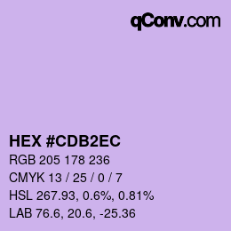 颜色代码: HEX #CDB2EC | qconv.com