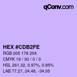 Color code: HEX #CDB2FE | qconv.com