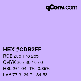 Color code: HEX #CDB2FF | qconv.com