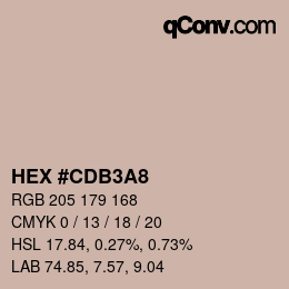 颜色代码: HEX #CDB3A8 | qconv.com