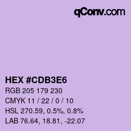 Color code: HEX #CDB3E6 | qconv.com