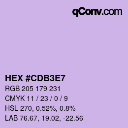 Color code: HEX #CDB3E7 | qconv.com