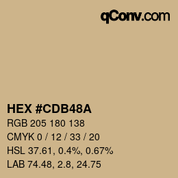 カラーコード: HEX #CDB48A | qconv.com
