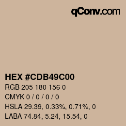 Color code: HEX #CDB49C00 | qconv.com